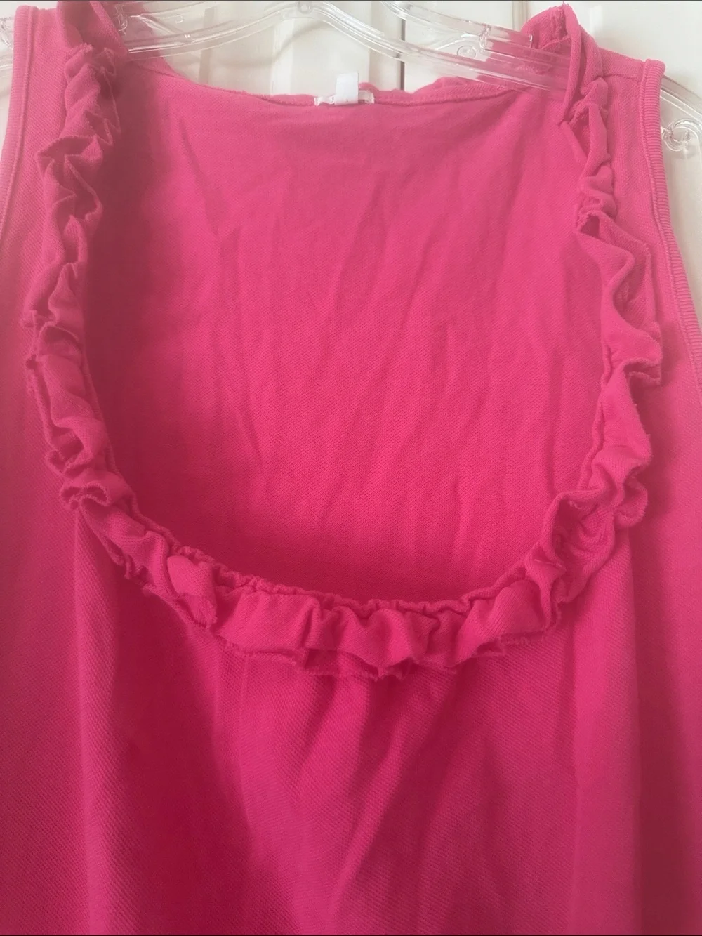 J. Crew Hot Pink Ruffle-Trim Midi Dress